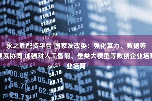 永之胜配资平台 国家发改委：强化算力、数据等要素协同 加强对人工智能、垂类大模型等数创企业培育