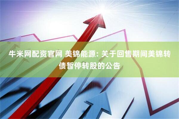 牛米网配资官网 美锦能源: 关于回售期间美锦转债暂停转股的公告